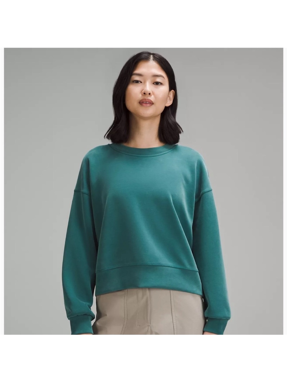 Lululemon - Softstreme Perfectly Oversized Cropped Crew - Size 2 - Storm Teal